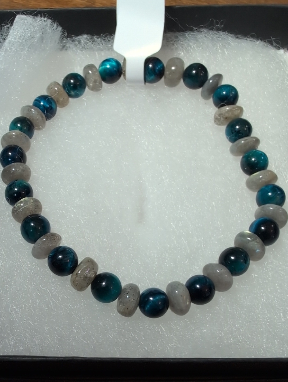 Blue Tiger Eye And Labradorite Stretch Bracelet